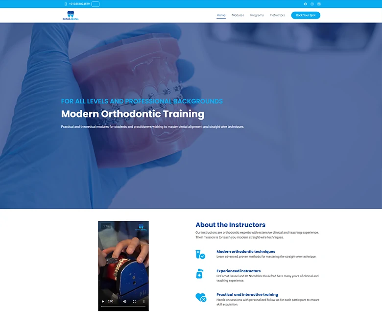 Ortho Dental - Orthodontic Training & Clinic Landing page
