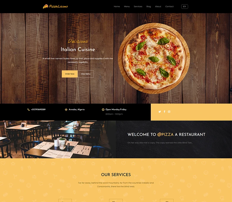 PizzaLicious - Restaurant Landing Page