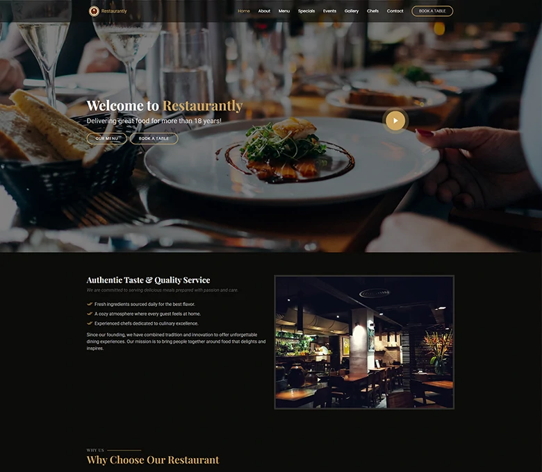 Restaurantly - Restaurant Landing Page
